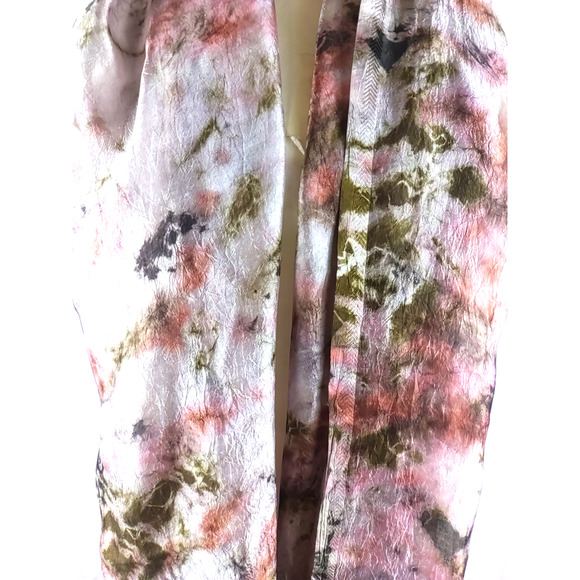 Scarf Rectangle 56 X 20" Brown Orange Gray Silver Sheer Pom Pom Evening - Picture 5 of 6